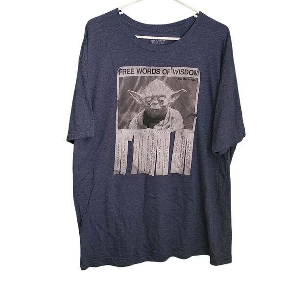 STAR WARS Yoda Free Words of Wisdom Blue Crew Neck T-Shirt Mens Size XXL Large - Picture 1 of 5